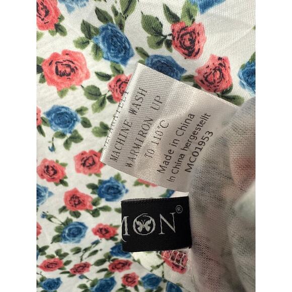 Women’s Lumion Blue & Pink Floral Patterned T-Shirt Sz XL - Picture 5 of 5